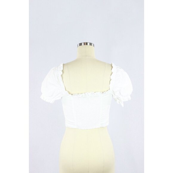 Aritzia SUNDAY BEST Lolita White Cotton Poplin Lace Up Corset Blouse, Size XS - Picture 3 of 11